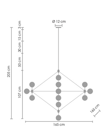 Lampa wisząca ASTRIFERO-21, 165 cm -  bursztynowo czarna