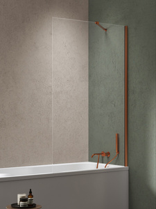 Parawan nawannowy NESTA COPPER BRUSHED stały U 80x140 szkło czyste 8mm Active Shield 2.0