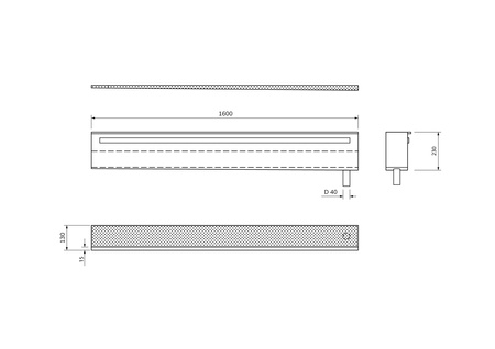 SLIM SPRING półka wnękowa nad wannę  ze stali nierdzewnej z rus, L-250-1200, DN50, czarny mat