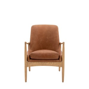 Fotel Carrera z brązowej skóry 685 x 720 x 820 mm