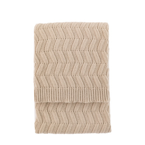 Herringbone Woven Knit Throw Natural 1300x1700mm