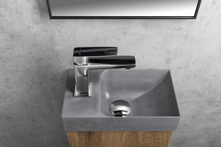 PICCOLINO umywalka betonowa, 30,8x17cm, bateria z lewej strony, szary mat