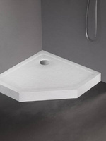Brodzik MILD STONE akrylowy pięciokątny 90x90x11,5 biały