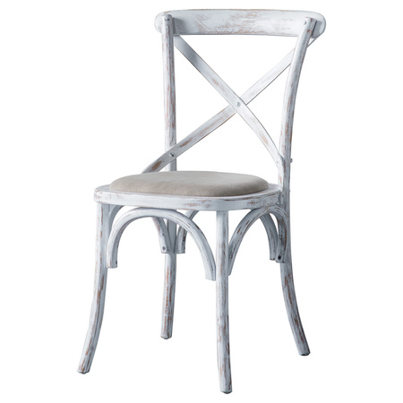 Krzesło kawiarniane z białym obiciem lnianym 470 x 560 x 880 mm (2 szt.)