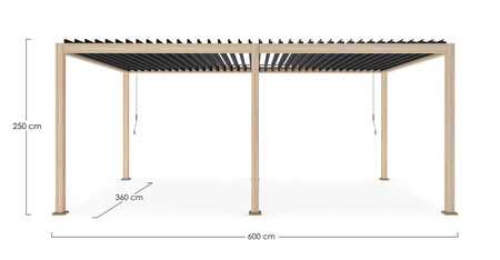 Pergola ogrodowa BIZZOTTO OCEAN 3,6X6 – antracytowy / naturalny