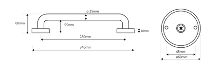 Poręcz 280mm, stal nierdzewna polerowana