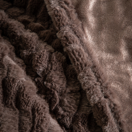 Textured Rabbit Faux Fur Throw Brown 1300x1700mm