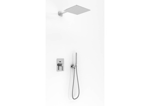 DEXAME Chrom zestaw prysznicowy z deszczownicą 30cm i słuchawką