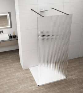 ESCA BLACK MATT jednoczęściowa kabina przysznicowa Walk-In, szkło Flute, 1300 mm