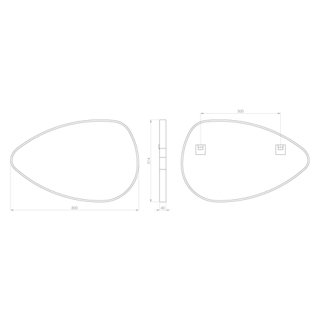 STEN lustro w ramie 80x51cm, czarny mat
