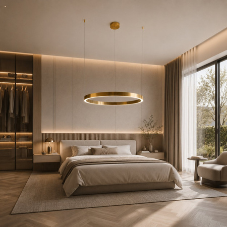 Lampa wisząca CIRCLE 100 cm - LED, ring mosiądz szczotkowany
