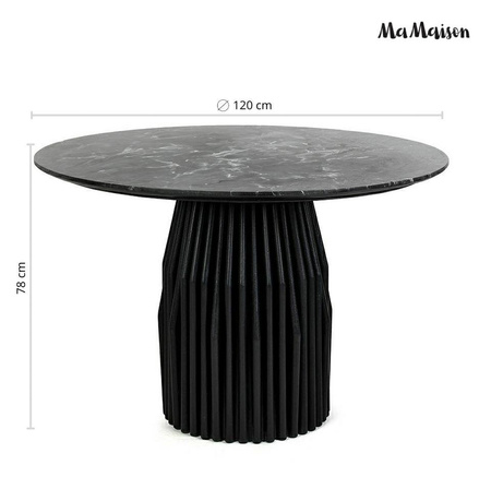 MaMaison stół jadalniany LEVANTE 120      czarny marmur