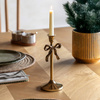 Bow Dinner Candle Holder Gold 100x100x245mm