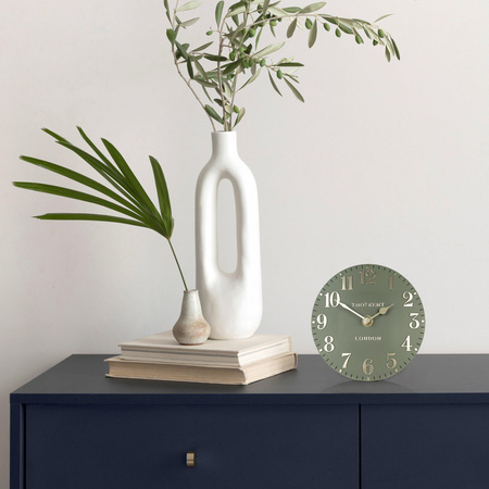 Arabic Mantel Clock Lichen Green 6in