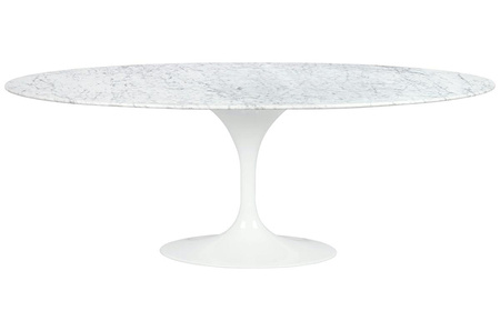 Stół TULIP ELLIPSE MARBLE CARRARA 200     biały - marmur, metal