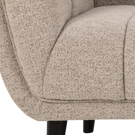 Sofa 3-osobowa Tampa – tkanina Monza bouclé beżowa, czarne drewniane nogi 218 cm ACTONA