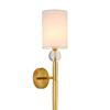 Lampa ścienna DAMA 92 cm-  złoty kinkiet z białym abażurem