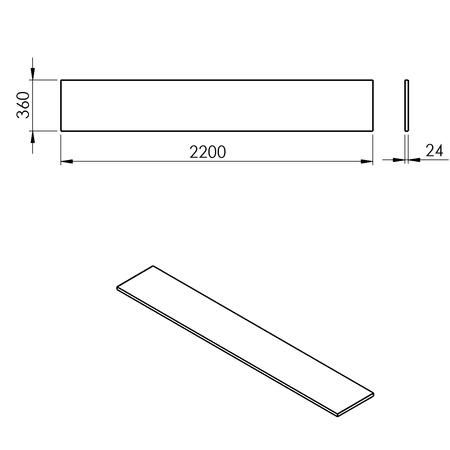 PLATO blat Rockstone 2200x24x360mm, biały mat