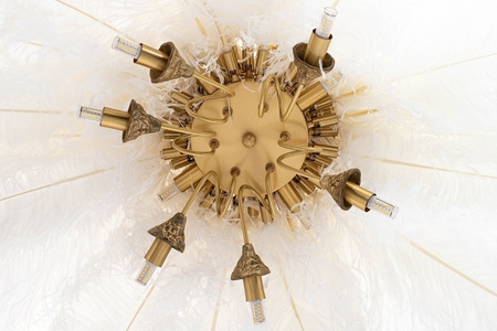 MOOSEE lampa wisząca TIFFANY 135 biała    mosiądz / naturalne pióra