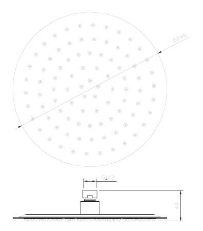 Głowica deszczowni okrągła 25 cm, czarna