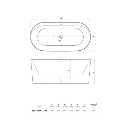 Wanna wolnostojąca Feetlux 1700