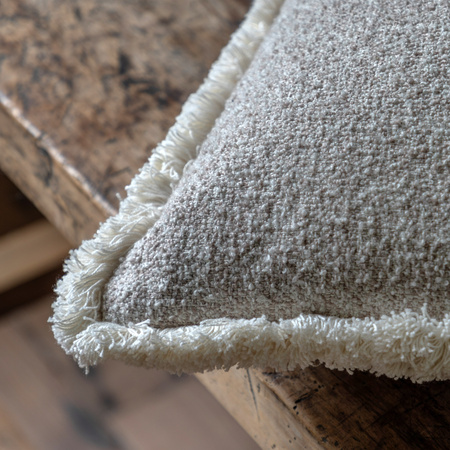 Woodleigh Fringe Cushion Stone 500x500mm
