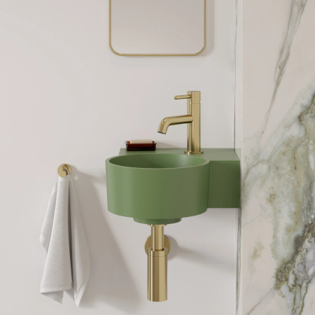 OVO M+ umywalka nablatowa/wisząca - prawa, 33 x 34 cm, olive mat