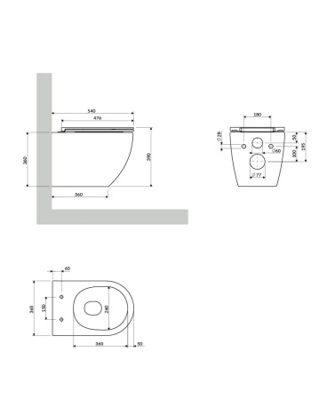 OTTAWA COMFORT miska toaletowa wisząca SILENT POWER™ z deską wolnoopadającą, 54 x 37 cm, biały mat