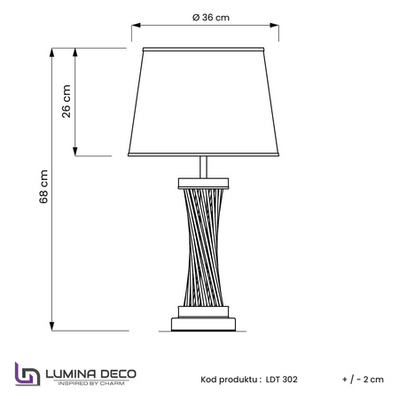 LAMPA NOCNA GLAMOUR BIAŁO-MOSIĘŻNA VILLANOVA