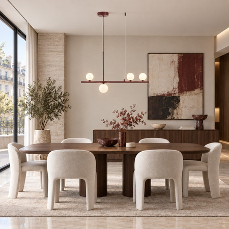 Lampa wisząca MODERNO 80 cm - burgundowa z białymi kloszami