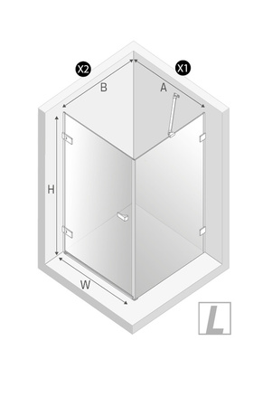 NZ2 Kabina prysznicowa OXIA BLACK 1D L 70x70x200 szkło czyste 8mm Active Shield 2.0