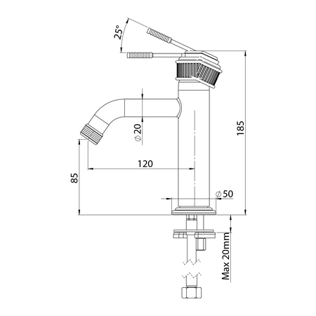 VERSI bateria umywalkowa, chrom