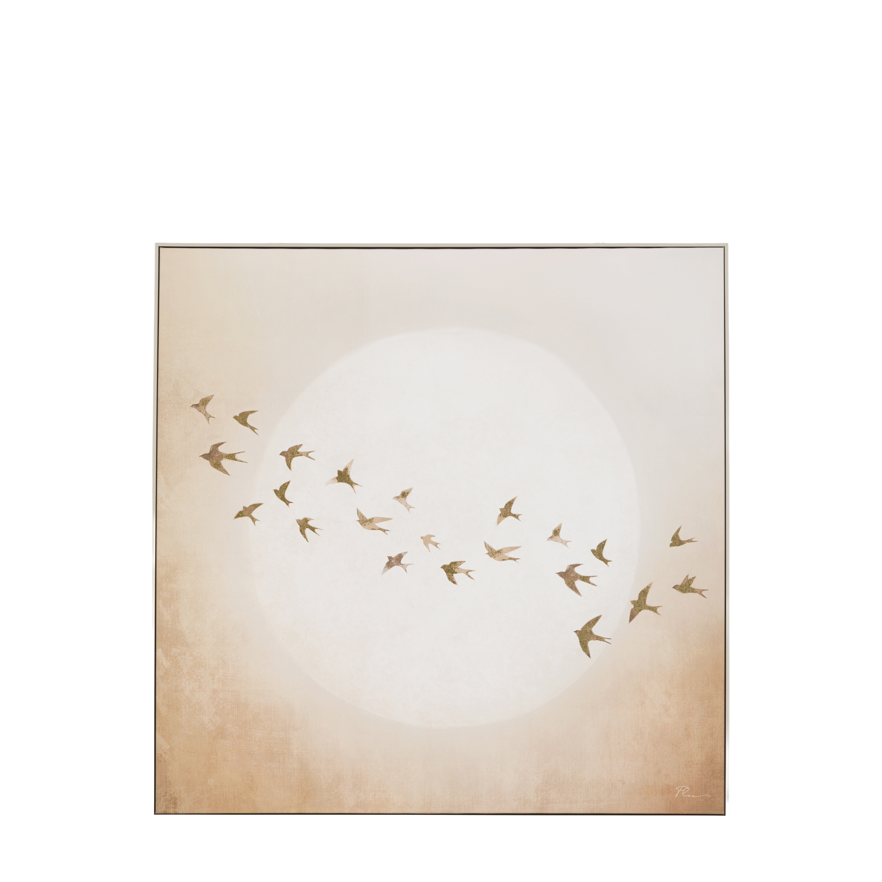 Obraz w ramie „Golden Fight” – beżowy, 79,5 × 3,5 × 79,5 cm