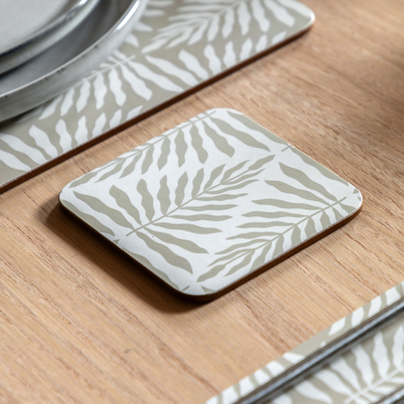 Leaf ZigZag Ecru Placemat and Coaster Set