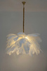 MOOSEE lampa wisząca TIFFANY 135 biała mosiądz / naturalne pióra