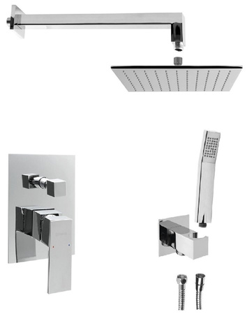 LATUS zestaw prysznicowy podtynkowy z baterią podtynkową, 2 wyjścia, chrom