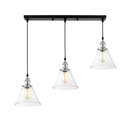 POTRÓJNA LAMPA WISZĄCA LOFT CHROMOWANA NUBI W3 PRO