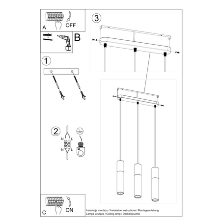 Lampa wisząca BORGIO 3L biały