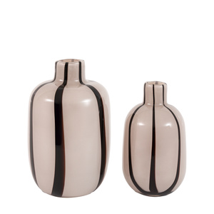 Linea Stripe Glass Vase Monochrome S/2 115x115x190