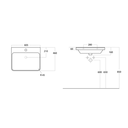 THALIE 60 umywalka meblowa 60x46cm, biała