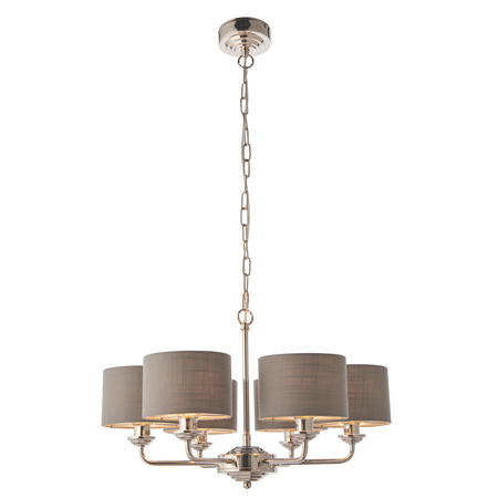 Highclere 6 Pendant Lght Nckel & Chrcoal 300-900mm