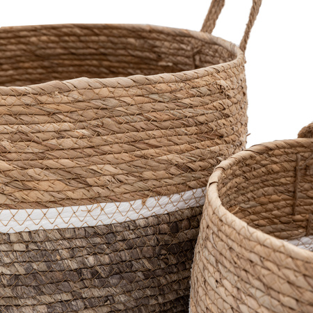 Woven Storage Basket Contrast Stripe S/2 D340mm
