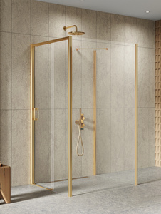 NZ4 Kabina prysznicowa PRIME GOLD BRUSHED 1D prostokątna przyścienna P 110x100x200 szkło czyste 6mm Active Shield 2.0