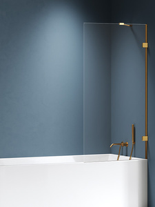 Parawan nawannowy EVENTA GOLD BRUSHED stały U 50x150 szkło czyste 8mm Active Shield 2.0
