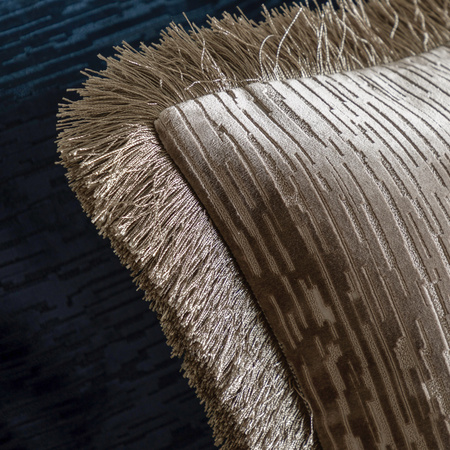 Cut Velvet Fringe Cushion Silver 500x500mm