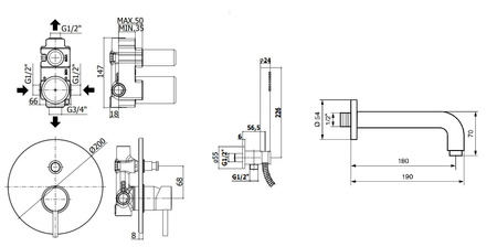 Zestaw wannowy podtynkowy-Paffoni/kolekcja Light