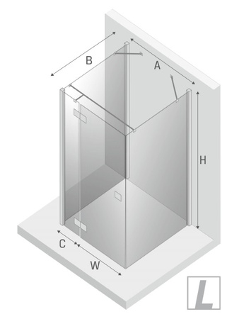 KABINA REFLEXA BLACK PROSTOKĄTNA PRZYŚCIENNA L 90x110x200 CZYSTE 6mm ACTIVE SHIELD