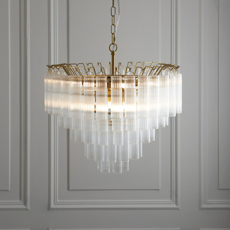 Toulouse 12 Pendant Light Clear Ribbed Glass