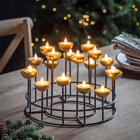 Multi Tealight Holder Gold/Black 330x330x205mm
