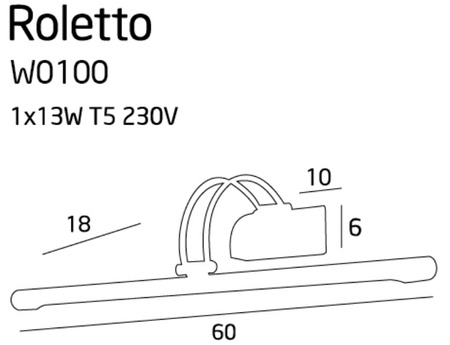 Roletto kinkiet metal szczotkowany